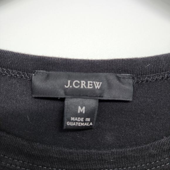 J.Crew Black Short Puffed Sleeve Rounded Neck 100% Cotton Tee Shirt Women's M - Picture 2 of 8